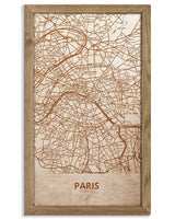 Wooden Street Map of Paris - Urban City Plan 5-0