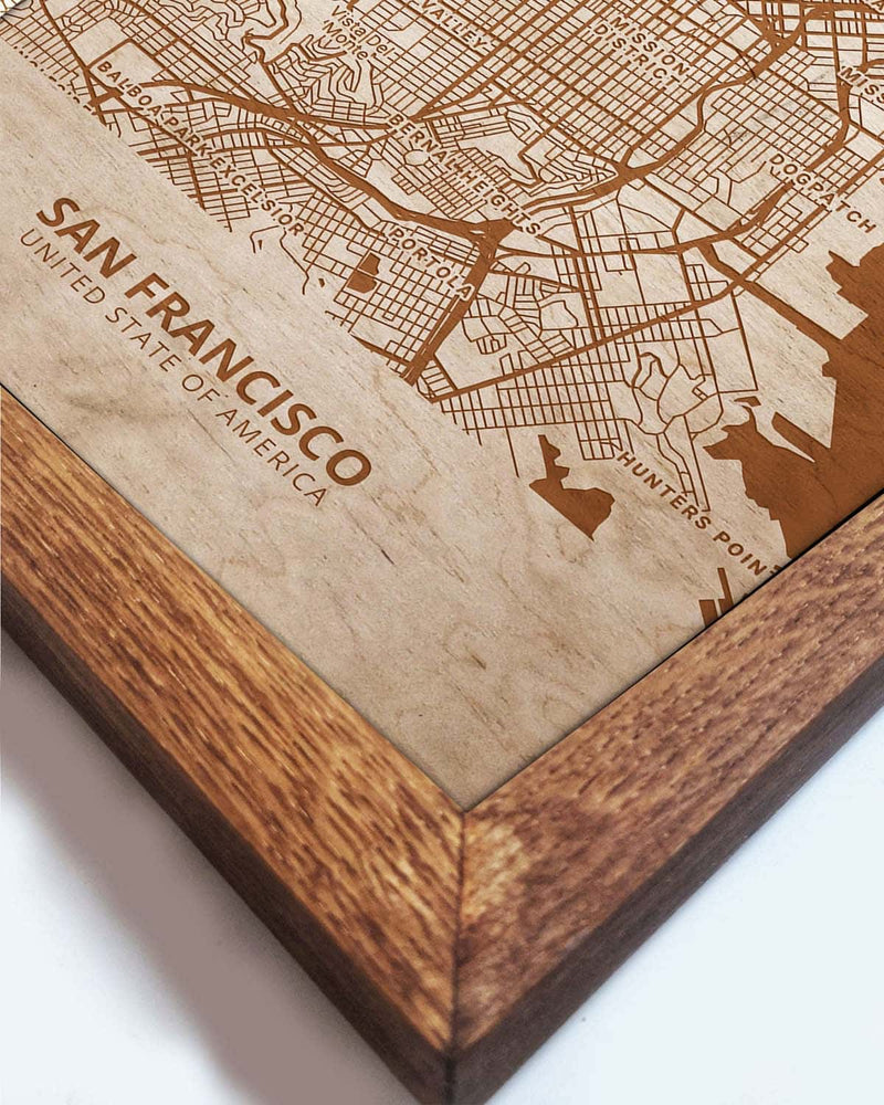 Wooden Street Map of San Francisco- Urban City Plan 2-3