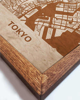 Wooden Street Map of Tokyo - Urban City Plan 1-3