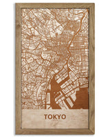 Wooden Street Map of Tokyo - Urban City Plan 5-0