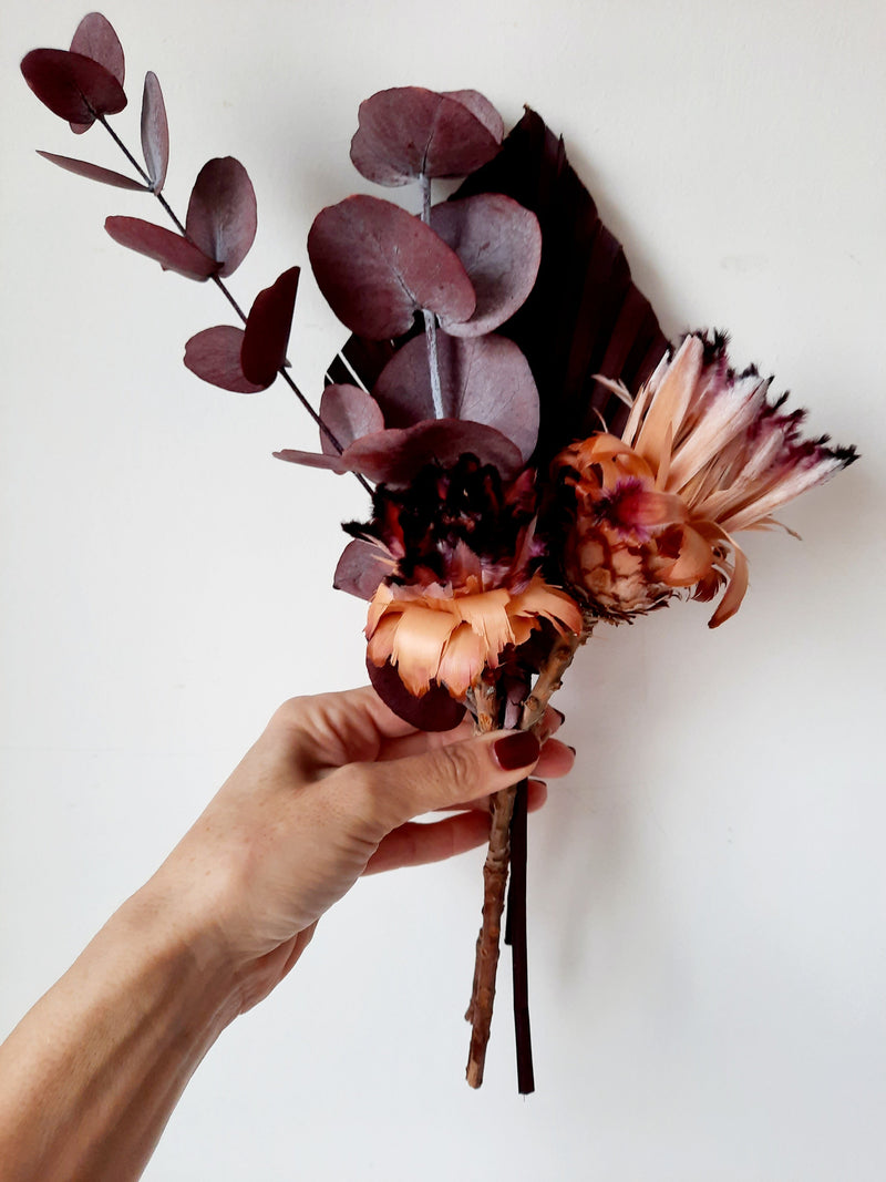 Burgundy mini bouquet of dried flowers-3