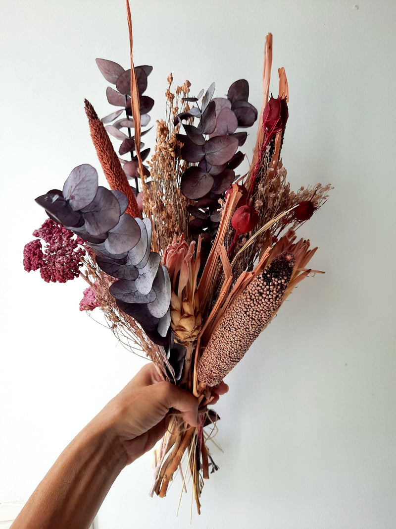 Burgundy-pink dry flower bouquet - medium-5