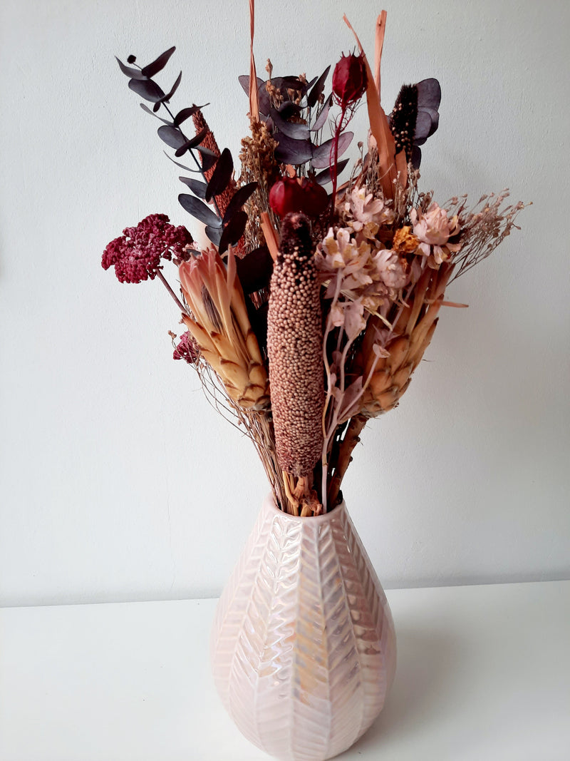 Burgundy-pink dry flower bouquet - medium-2