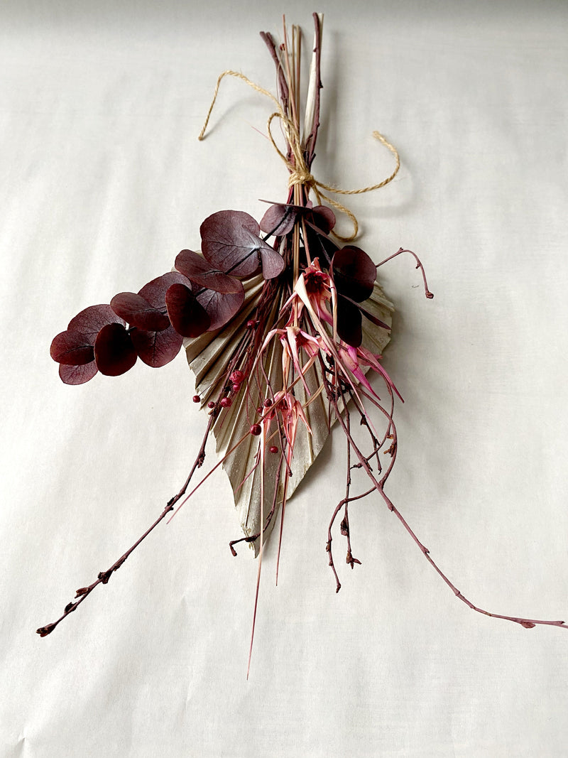 Mini dry flower bouquet with burgundy eucalyptus-4