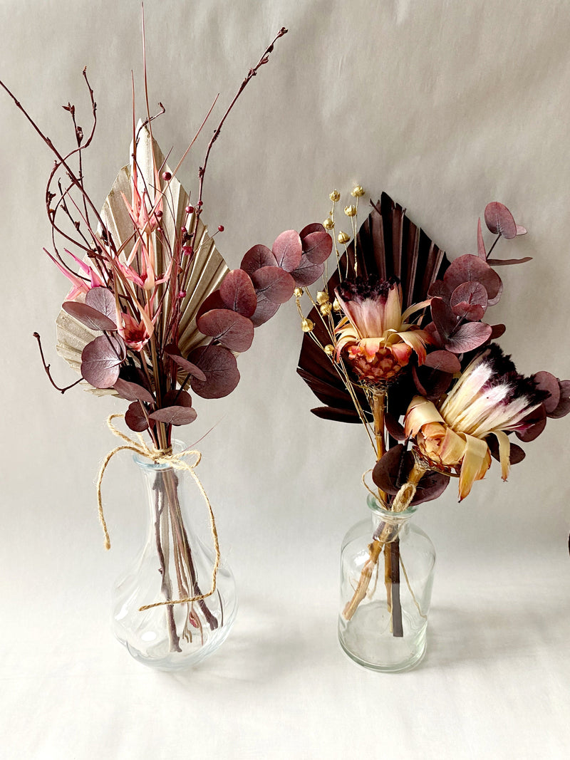 Mini dry flower bouquet with burgundy eucalyptus-3