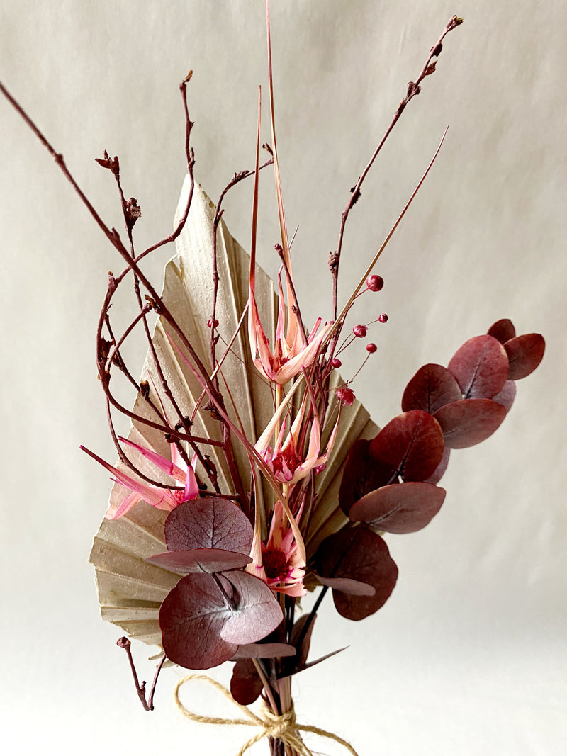 Mini dry flower bouquet with burgundy eucalyptus-2