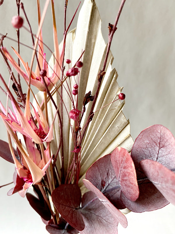 Mini dry flower bouquet with burgundy eucalyptus-1